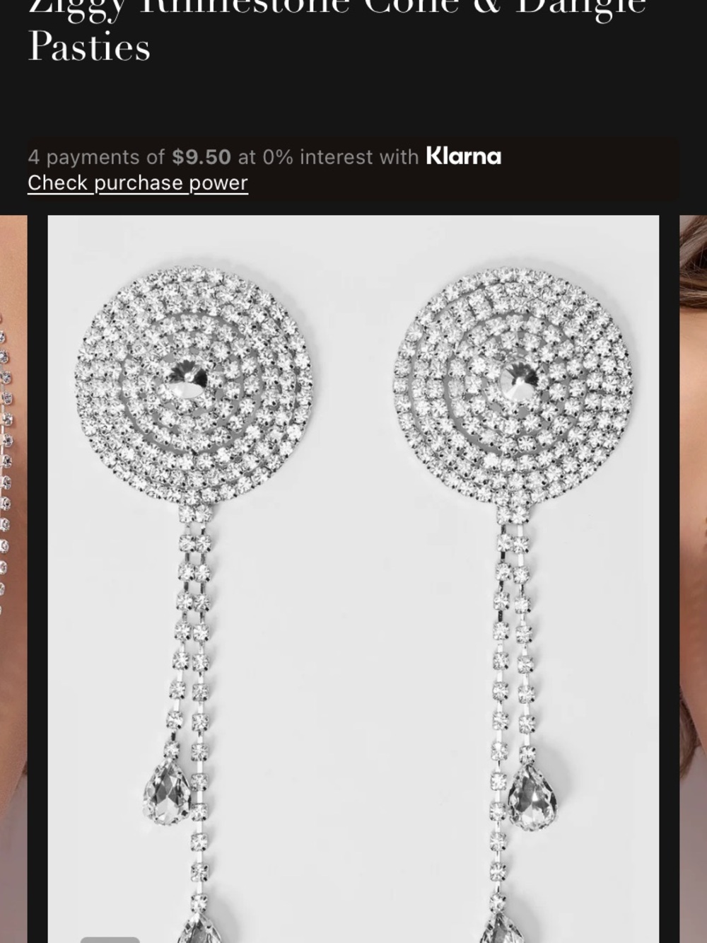 Frederick's of Hollywood Silver Rhinestone Dangle Pasties